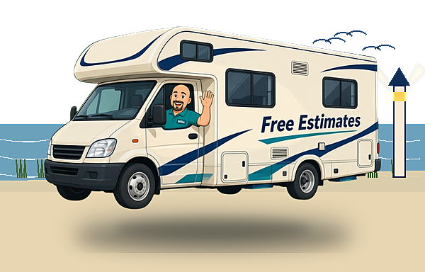 Mike and RV on a South Jersey beach — Free Estimates